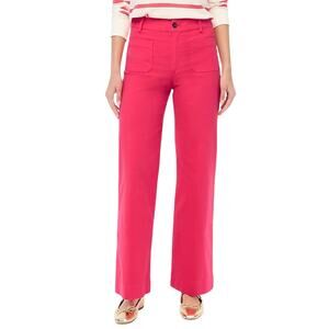 J.Crew Lizzie Wide-Leg Pants Tall 26 Raspberry Sherbet Linen Blend NWT
